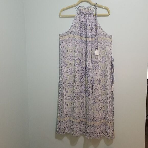 Joie silk, blue printed sleeveless maxi dress. Size XL. - Picture 1 of 4
